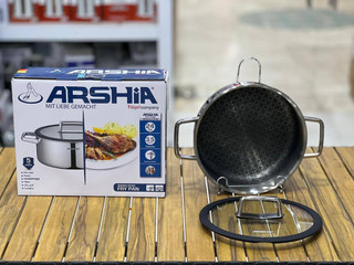 ماهی تابه دو دسته24 سانت استیل کف لیزری عرشیامدل3340